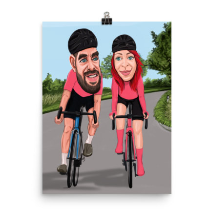 Bicycle Caricature Drawing on Poster Print