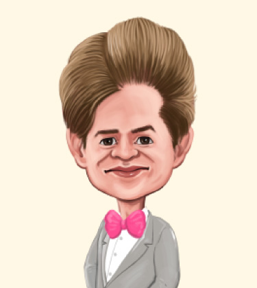 Funny Sketch of a boy wearing suit with pink bowtie