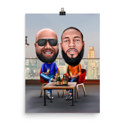 Caricature Drawing on Puzzle Print
