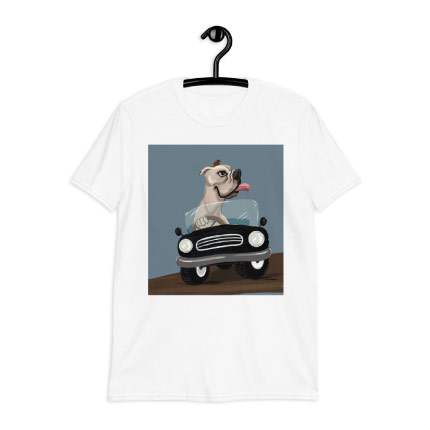 Car Caricature Drawing on T-shirt Print