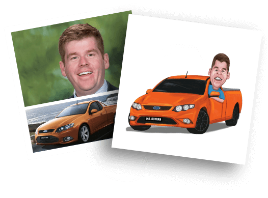 Before/After Car Caricature
