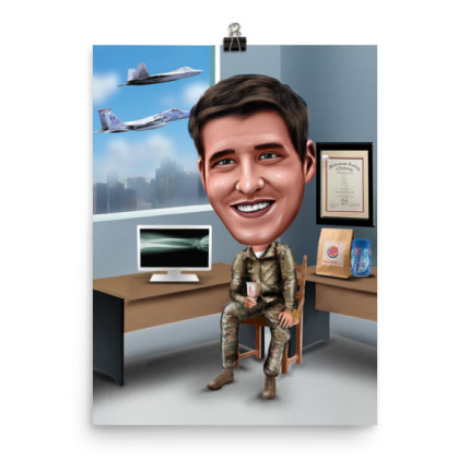 Caricature Drawing on Poster Print