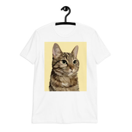 Caricature Drawing of a Cat on T-shirt Print