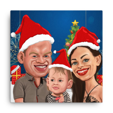 Christmas Caricature Drawing on Canvas Print