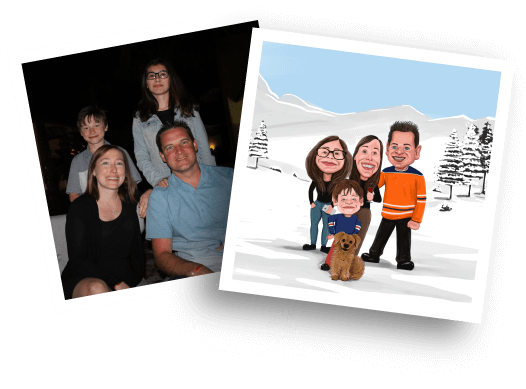 Before/Afer Family Caricature