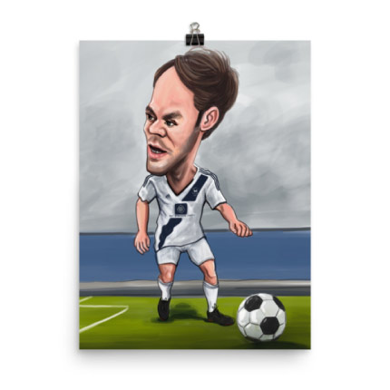FootballCaricature Drawing on Poster Print