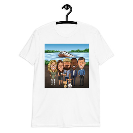 Friends Caricature Drawing on T-shirt Print