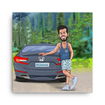 Funny Caricature Drawing on Canvas Print