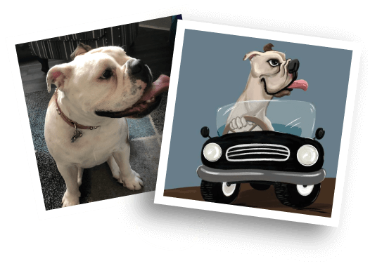 Before/After Pet Caricature
