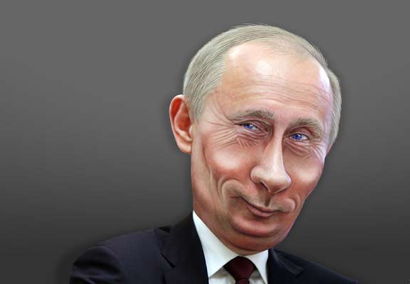 Caricature Portrait of Putin Posing With a Smile 