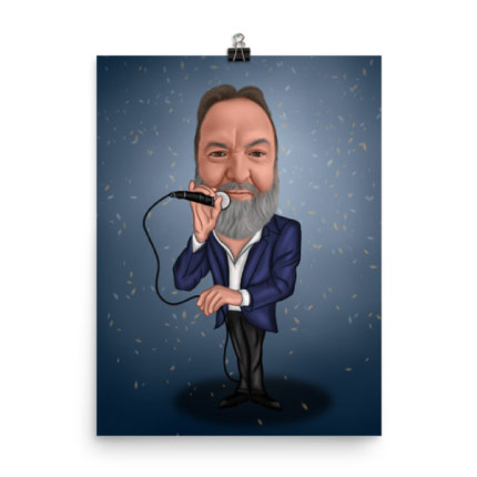 Singer Caricature Drawing on Poster Print