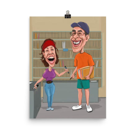 Student Caricature Drawing on Poster Print