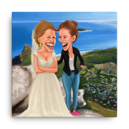 Wedding Caricature Drawing on Canvas Print
