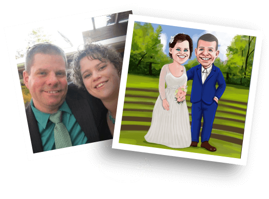Before/After Wedding Caricature